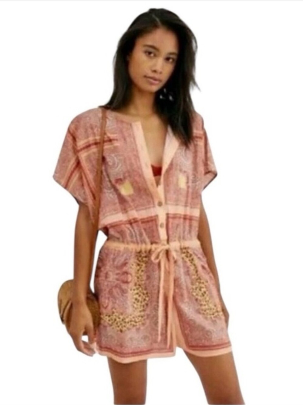 Intimately Free People Boho Paisley Leopard Print Lightweight Romper Size M